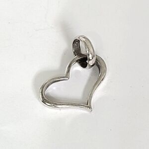 Vintage 90s Y2K Sterling Silver Chunky Hollow Open Floating Heart Drop Pendant